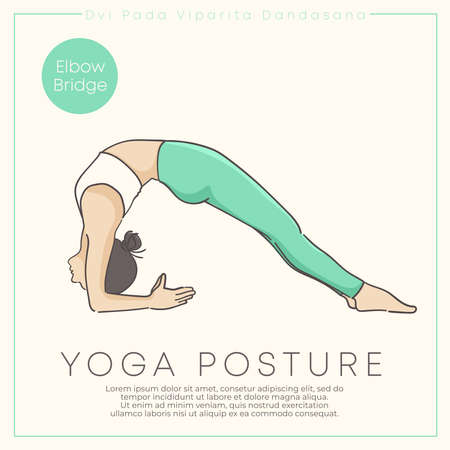 Banner design with hand drawn illustration of healthy young woman practicing yoga in pastel outfit : Vector Illustrationのイラスト素材