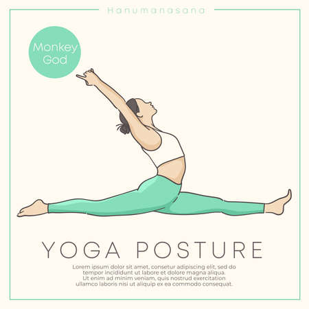Banner design with hand drawn illustration of healthy young woman practicing yoga in pastel outfit : Vector Illustrationのイラスト素材