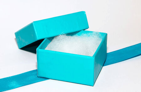 Preparing a Blue Present Boxの写真素材