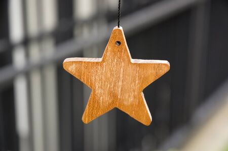 Close up of wooden star decorationの写真素材