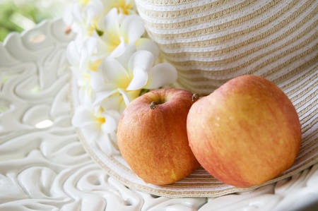 summer fresh concept with applesの写真素材