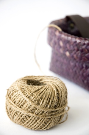 hemp rope with basket backgroundの写真素材