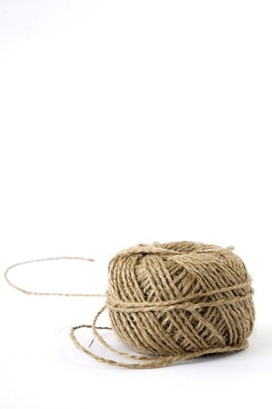 ball of hemp rope on white backgroundの写真素材