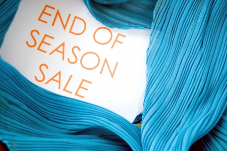 end of season sale wording with blue clothingの写真素材