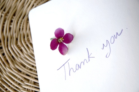 thank you note with blossom put on basketの写真素材