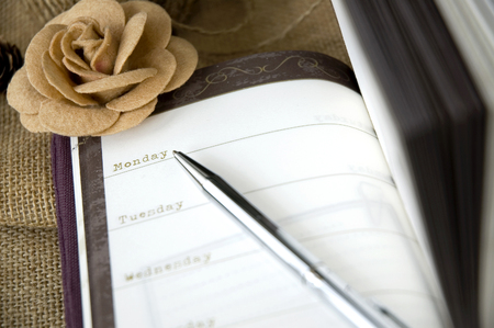 planner book with pen point to mondayの写真素材