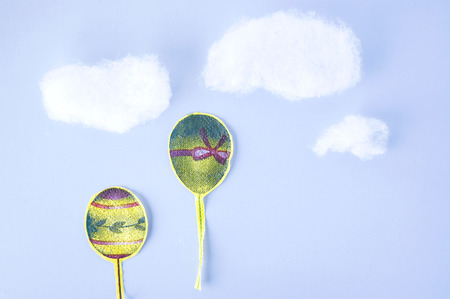 paper cut balloons up in to skyの写真素材