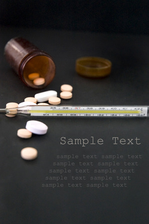 medical concept with sample text on black backgroundの写真素材
