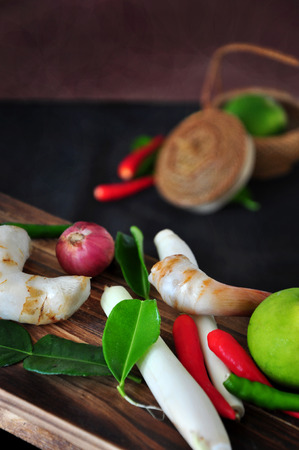 Fresh ingredients for cooking Thai food Tomyum soupの写真素材