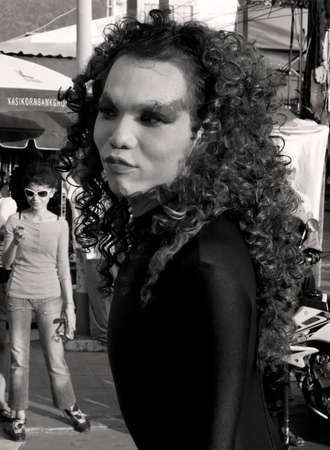 PATONG, PHUKET, THAILAND, 26 FEBRUARY 2011: A female impersonator participates in the annual Patong Gay Pride Parade.のeditorial素材