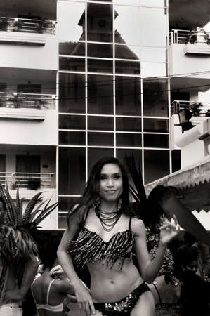 PATONG, PHUKET, THAILAND, 26 FEBRUARY 2011: A female impersonator participates in a post-parade celebration in Soi Paradise during the annual Patong Gay Pride Parade.のeditorial素材