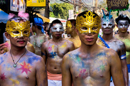 PATONG, PHUKET, THAILAND, 26 FEBRUARY 2011: A group of gay men participate in the annual Patong Gay Pride Parade.のeditorial素材