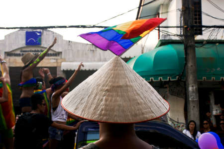 PATONG, PHUKET, THAILAND, 26 FEBRUARY 2011: Residents and tourists alike line the street to watch the annual Patong Gay Pride Parade.のeditorial素材