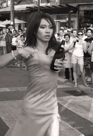 PATONG, PHUKET, THAILAND, 26 FEBRUARY 2011: A female impersonator participates in the annual Patong Gay Pride Parade.のeditorial素材