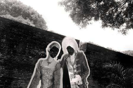 FT.CORNWALLIS, GEORGETOWN, PENANG - 4 MAY, 2014: A pair of life-size cardboard carnival cutouts in Fort Cornwallis give visitors a chance for snapshots of their visit.のeditorial素材