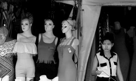 PHUKET, THAILAND, 26 JULY 2013: Owner of an outdoor boutique in Thailand.のeditorial素材