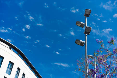 street light blue skyの写真素材