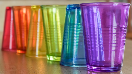 The colors of the rainbow reproduced with glassesの写真素材