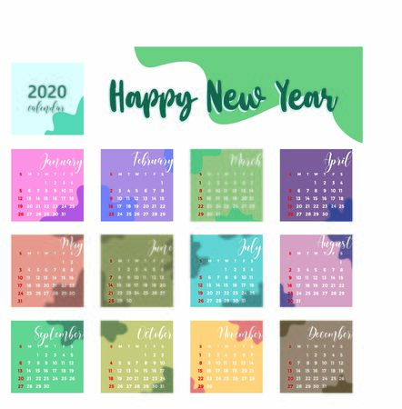 colorful calendar 2020 with abstract backgroundのイラスト素材