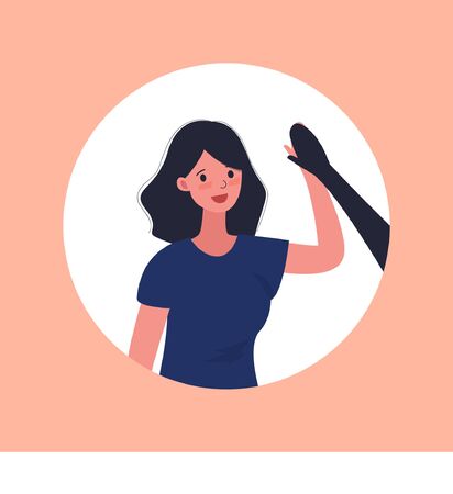 Illustration young woman giving high fiveのイラスト素材