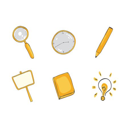 Education hand draw integrated icons set. Back to school seamless and cute illustration.のイラスト素材