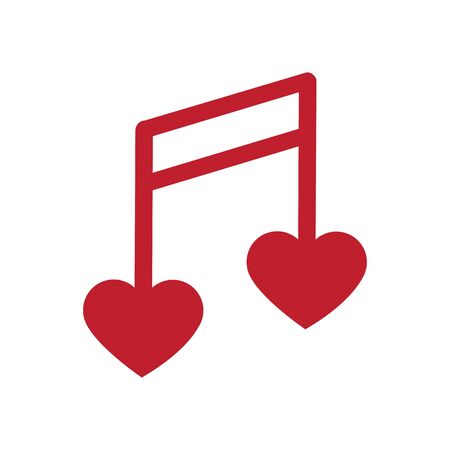 Musical note heart shape. logo illustration for mobile concept and web design. Music note with love outline icon.のイラスト素材