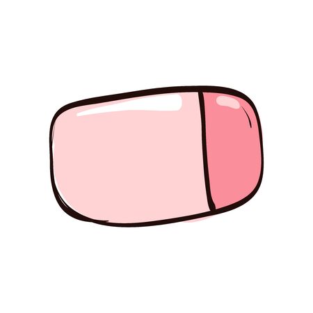 hand drawn cute pink eraser.のイラスト素材