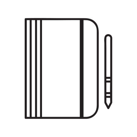 Notebook icon with pen. Vector Illustration of Notebook Icon. Education icon for web and graphic design. Line style logo. Vector illustration.のイラスト素材