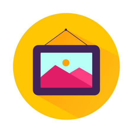 Flat Icon photo in frame. Single high quality flat symbol of images for web design or mobile app.のイラスト素材