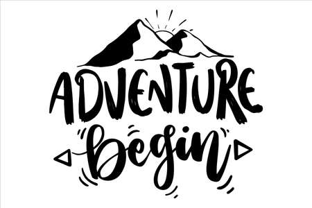 Adventure Lettering Typography Quotes Illustration for Printable Poster and T-Shirt Design. Motivational Inspirational Quotes.のイラスト素材
