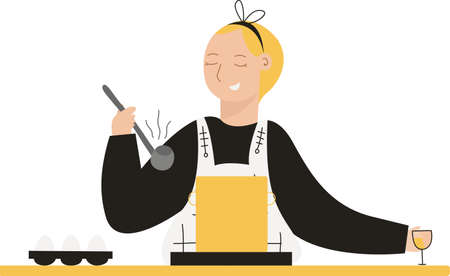 People Cooking Flat Design Illustrationのイラスト素材