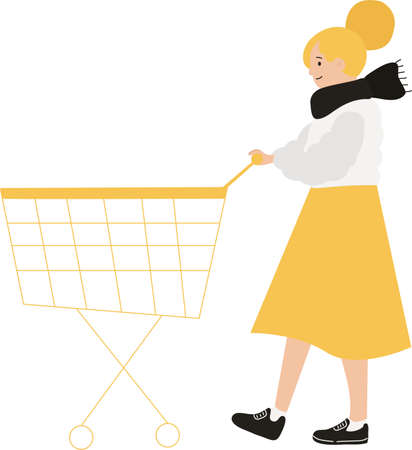 Vector illustration of a flat design people shoppingのイラスト素材