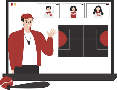 Physical education or school sport class online service or platform set.のイラスト素材