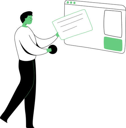 Simple flat vector illustration concept of website and app design and development. Creative flat design for web banner, marketing material, business presentation, online advertising.のイラスト素材