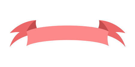 Red ribbon banner isolated on white background. Vector illustration in flat style.のイラスト素材