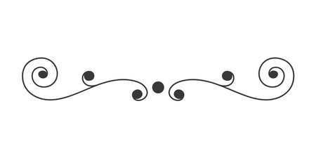 Calligraphic design element. Vector illustration. Black and white.のイラスト素材
