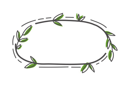 Olive branch frame isolated on white background. Hand drawn vector illustration. Frame with flowers and leaves. Hのイラスト素材