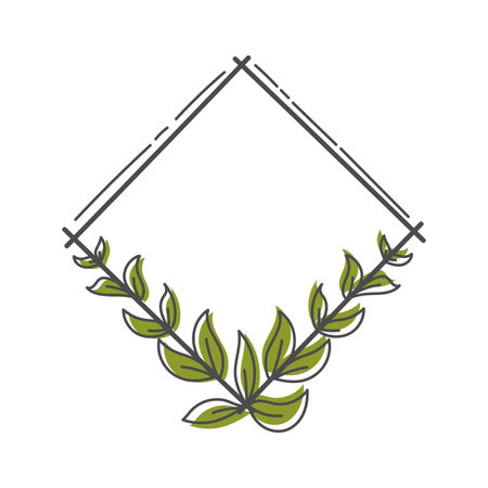 frame with branches and leafs decorative icon vector illustration design vector illustration designのイラスト素材