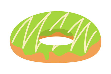 Illustration of a green glazed donut on a white backgroundのイラスト素材