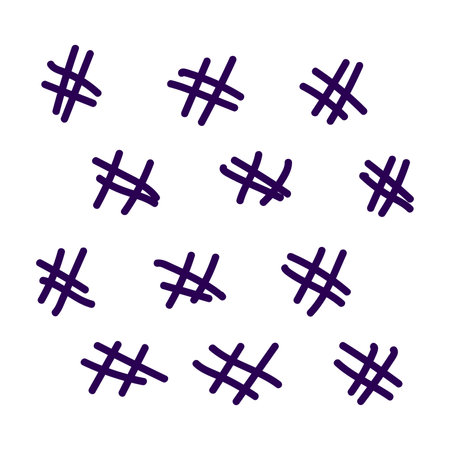 Hashtag icon set. Hand drawn hashtag symbol. Vector illustration.