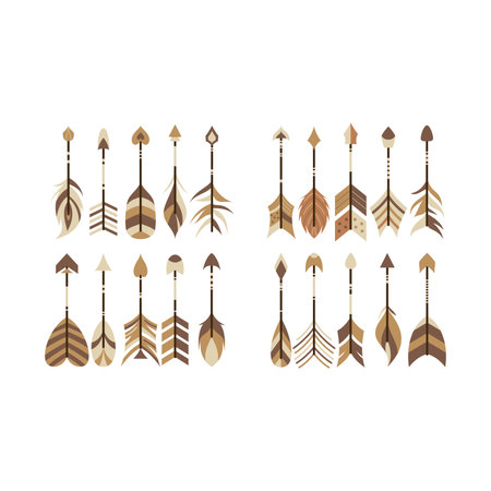 Native american indian arrow set. Vector illustration of native american indian arrow setのイラスト素材
