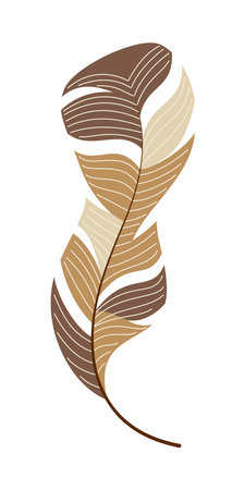 vector illustration of a brown and brown feather isolated on a white backgroundのイラスト素材