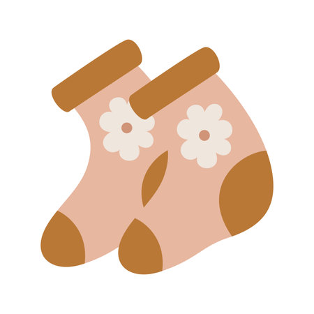cute socks with flowers icon vector illustration design graphic flat style shadowのイラスト素材