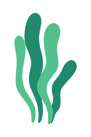 green seaweed icon over white background, flat style, vector illustrationのイラスト素材