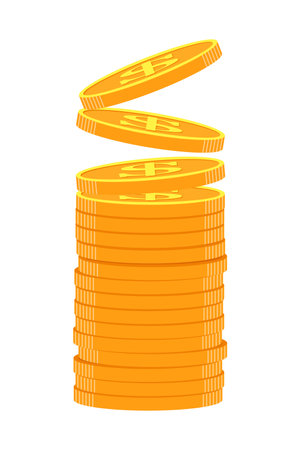 Coins stack icon. Flat illustration of coins stack icon for web designのイラスト素材