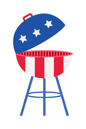 Barbecue grill with american flag on white background. Vector illustration.のイラスト素材