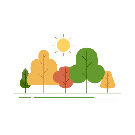Autumn trees flat color icon. Vector illustration on white background.のイラスト素材