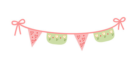 decorative pennants with hearts and ribbons vector illustration graphic designのイラスト素材