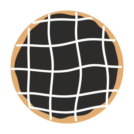 Donut vector Illustration. Sweet sugar icing donuts. Top view of doughnuts. Confectionery dessert. Chocolate confectionery isolated on white background. Flat design.のイラスト素材