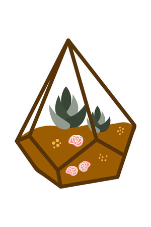 Cactus and succulents in a basket. Vector illustration.のイラスト素材